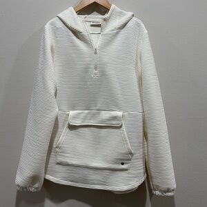 BearPaw Women's Cream Textured half zip Hoodie, Large